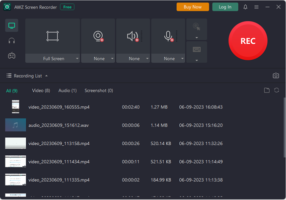 AWZ Screen Recorder Interface